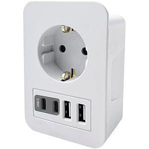 Adaptador schuko 2 USB C+ 2 USB A