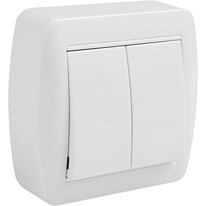 Doble conmutador/interruptor de superficie blanco