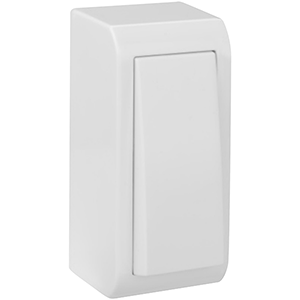 Conmutador/interruptor, estrecho de superficie. Blanco