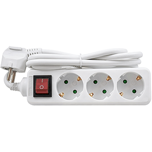 Base 3 tomas + interruptor cable 3x1mm² 1.5m blanca