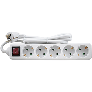 Base 5 tomas + interruptor cable 3x1mm² 1.5m blanca