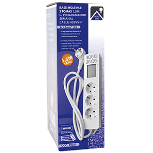 Base de tres tomas 3G. 5mm2 1.5m c/programador semanal