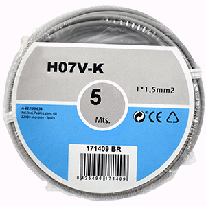 Hilo de línea h07v-k 1x1.5mm² 5m gris