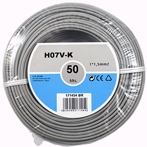 Hilo de línea h07v-k 1x1.5mm² 50m gris