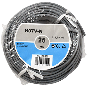 Hilo de línea h07v-k 1x2.5mm² 25m gris