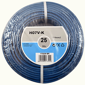 Hilo de línea h07v-k 1x4mm² 25m azul