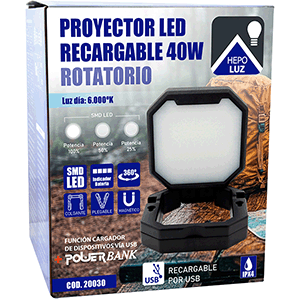 Proyector LED recargable 40W