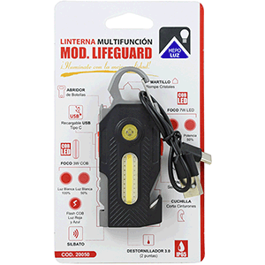 Linterna LED recargable multifunción 7W modelo Lifeguard.