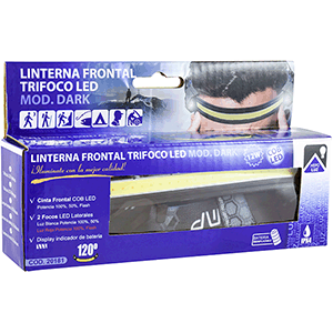 Linterna led recargable frontal 12W trifoco Md. Dark