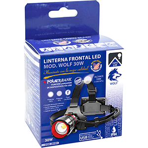 Linterna frontal recargable 30W Md. Wolf