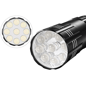 Linterna aluminio mini 9 LEDs surtidas