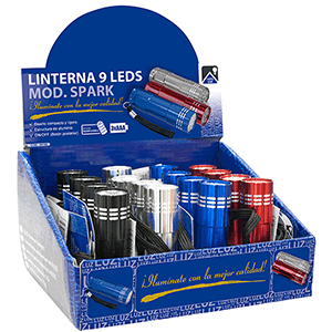 Linterna aluminio mini 9 LEDs surtidas