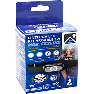 Linterna led frontal recargable 3W MD Skyline