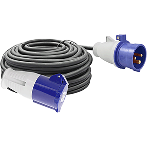 Clavija+base CETAC 2P+T 16A negro 3x1.5mm² 2.5m