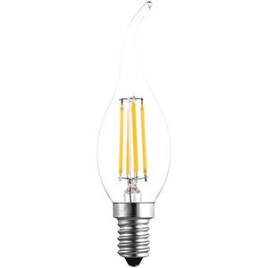 Lámpara filamento LED vela punta E14 6W 2700K