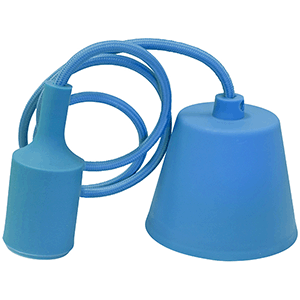 Portalámparas colgante de silicona E27 azul