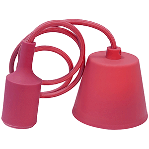Portalámparas colgante de silicona E27 color rojo.