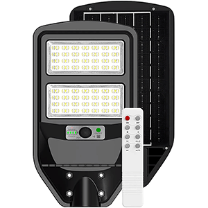 Farola LED solar 100W 6400ºK, color negro