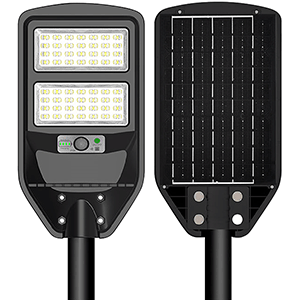 Farola LED solar 100W 6400ºK, color negro