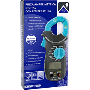Pinza amperimétrica c/Tem. Cat. III