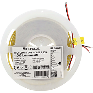 Rollo de tira de LED COB 12V 10W/m 6000ºK IP65 5m