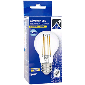 Lámpara estándar de filamento LED E27 10W 3000ºK