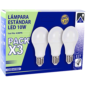 Set lámparas estándar LED 10W E27 4000K 3 uds