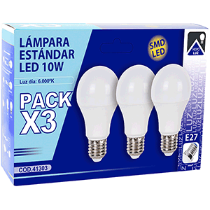Set lámparas estándar LED 10W E27 6000K 3 uds