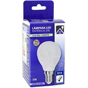 Lámpara LED esférica E14 6W 3000K
