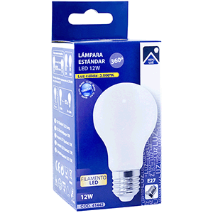 Lámpara estándar LED 360º E27 12W 3000ºK.