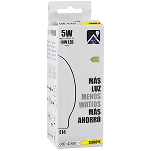 Lámpara vela Súper LED 5W E14 3000ºK