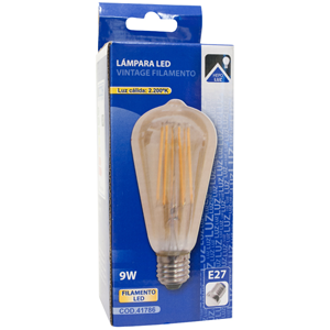 Lámpara Vintage ST64 de filamento LED E27 9W 2200K