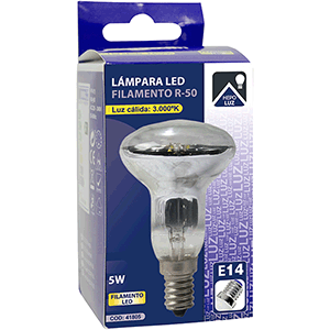 Lámpara R50 de filamento LED E14 5W 3000ºK