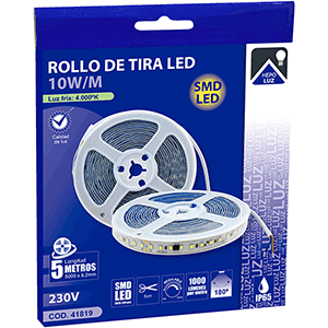 Rollo tira LED 5m 10W/m 220V 4000ºK