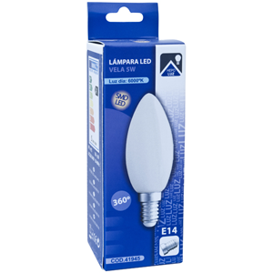 Lámpara LED opal vela E14 5W 6000K