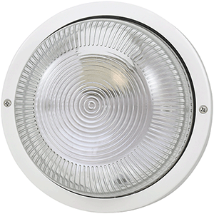 Aplique redondo en PP y cristal E27 máx.60W blanco