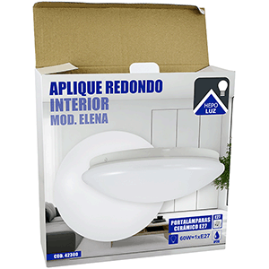 Aplique redondo Ø255X80mm 1X E27.Md.Elena  Bl