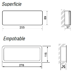 Marco para empotrar la serie LED de emergencia 278x115x36mm