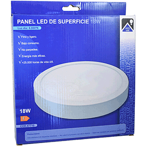 Panel LED redondo de superficie en PP 18W 6000ºK