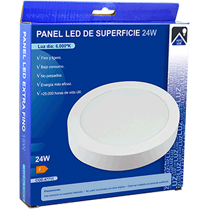 Panel LED redondo de superficie en PP 24W 6000ºK