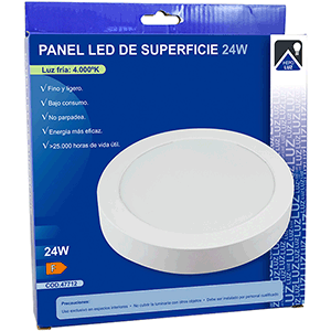 Panel LED redondo de superficie en PP 24W 4000ºK