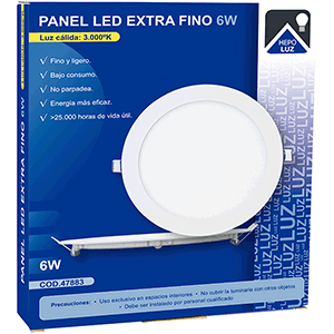 Panel redondo LED 6W 3000ºK  blanco