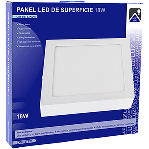 Panel LED cuadrado de superficie 18W 6000K