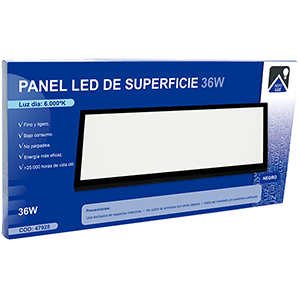 Panel rectangular SUP..30X60 LED 36W  6000ºK Negro