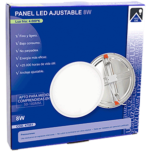 Panel LED redondo 8W anclaje ajustable 4000ºK