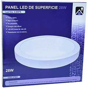 Panel LED redondo de superficie 28W 4000K blanco