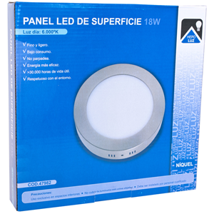 Panel LED opal superficie 18W 6000K 120º Níquel