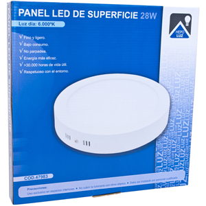Panel LED opal superficie 28W 6000K 120º blanco