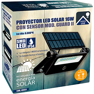 Proyector LED solar con sensor 16W 6000ºK