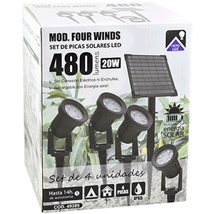 Set de 4 picas solares LED 4Ah 6000ºK
